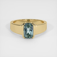 0.74 Ct. Greenish Blue Sapphire Ring, 18K Yellow Gold 1