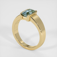 0.74 Ct. Greenish Blue Sapphire Ring, 18K Yellow Gold 2