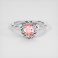 1.09 Ct. Padparadscha Sapphire Ring, 14K White Gold 1