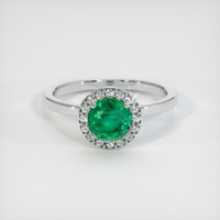 0.83 Ct. Emerald Ring, 18K White Gold 1