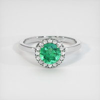 0.73 Ct. Emerald Ring, 18K White Gold 1