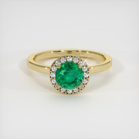 0.83 Ct. Emerald Ring, 18K Yellow Gold 1