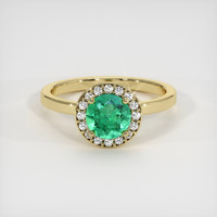 0.73 Ct. Emerald Ring, 18K Yellow Gold 1