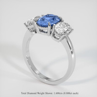 2.25 Ct. Blue Sapphire Ring, Platinum 950 2