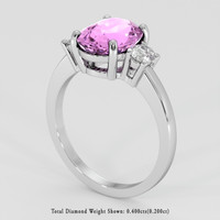 3.13 Ct. Purplish Pink Sapphire Ring, Platinum 950 2
