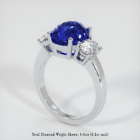 4.23 Ct. Blue Sapphire Ring, 14K White Gold 2