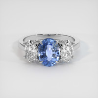 2.25 Ct. Blue Sapphire Ring, 14K White Gold 1