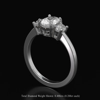0.92 Ct. White Sapphire Ring, 14K White Gold 2