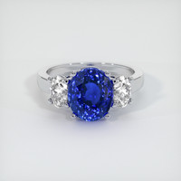 4.23 Ct. Blue Sapphire Ring, 18K White Gold 1