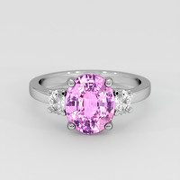3.13 Ct. Purplish Pink Sapphire Ring, 18K White Gold 1