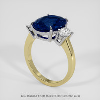 3.83 Ct. Blue Sapphire Ring, 14K White & Yellow 2