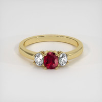 0.55 Ct. Ruby Ring, 14K Yellow Gold 1