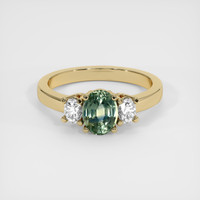 1.14 Ct. Bluish Green Sapphire Ring, 14K Yellow Gold 1