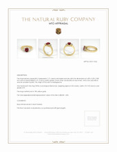 Ruby Ring 1.21 Ct., 18K Yellow Gold Appraisal