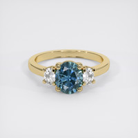 1.62 Ct. Greenish Blue Sapphire Ring, 18K Yellow Gold 1