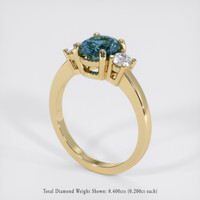 1.62 Ct. Greenish Blue Sapphire Ring, 18K Yellow Gold 2