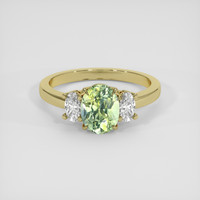 1.71 Ct. Yellowish Green Sapphire Ring, 18K Yellow Gold 1