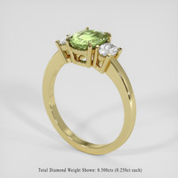 1.71 Ct. Yellowish Green Sapphire Ring, 18K Yellow Gold 2