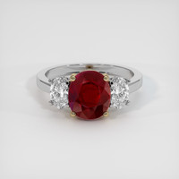 3.91 Ct. Ruby Ring, 14K Yellow & White 1