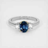 0.95 Ct. Blue Sapphire Ring, 18K Yellow & White 1