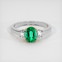 1.19 Ct. Emerald Ring, 18K Yellow & White 1