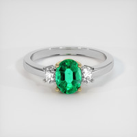 1.19 Ct. Emerald Ring, 18K Yellow White 1