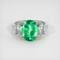 3.90 Ct. Emerald Ring, 18K Yellow & White 1