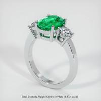 3.26 Ct. Emerald Ring, Platinum 950 2