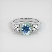 2.30 Ct. Greenish Blue Sapphire Ring, Platinum 950 1