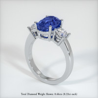 3.29 Ct. Blue Sapphire Ring, 10K White Gold 2