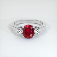 2.35 Ct. Ruby Ring, 14K White Gold 1