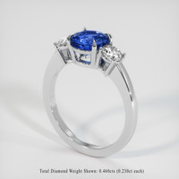 1.49 Ct. Blue Sapphire Ring, 18K White Gold 2