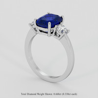 4.06 Ct. Blue Sapphire Ring, 18K White Gold 2