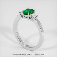 0.63 Ct. Emerald Ring, 18K White Gold 2