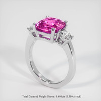 3.36 Ct. Purplish Pink Sapphire Ring, 18K White Gold 2