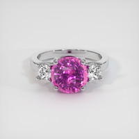 4.04 Ct. Purplish Pink Sapphire Ring, 18K White Gold 1