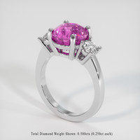 4.04 Ct. Purplish Pink Sapphire Ring, 18K White Gold 2