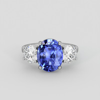4.77 Ct. Blue Sapphire Ring, 18K White Gold 1