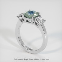 2.30 Ct. Greenish Blue Sapphire Ring, 18K White Gold 2