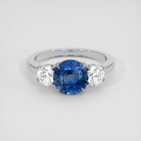 2.21 Ct. Blue Sapphire Ring, 18K White Gold 1