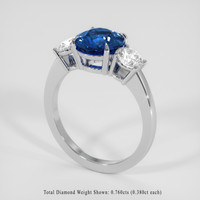 2.21 Ct. Blue Sapphire Ring, 18K White Gold 2