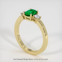 0.63 Ct. Emerald Ring, 18K Yellow Gold 2