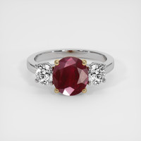 3.14 Ct. Ruby Ring, 18K Yellow & White 1