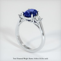 3.29 Ct. Blue Sapphire Ring, 10K White Gold 2