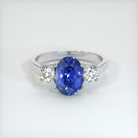 3.29 Ct. Blue Sapphire Ring, 18K White Gold 1