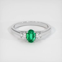0.37 Ct. Emerald Ring, 18K White Gold 1