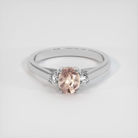 0.79 Ct. Peach Sapphire Ring, 18K White Gold 1