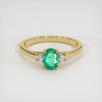 0.57 Ct. Emerald Ring, 18K Yellow Gold 1