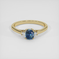 0.61 Ct. Greenish Blue Sapphire Ring, 18K Yellow Gold 1
