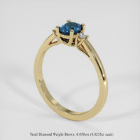 0.61 Ct. Greenish Blue Sapphire Ring, 18K Yellow Gold 2